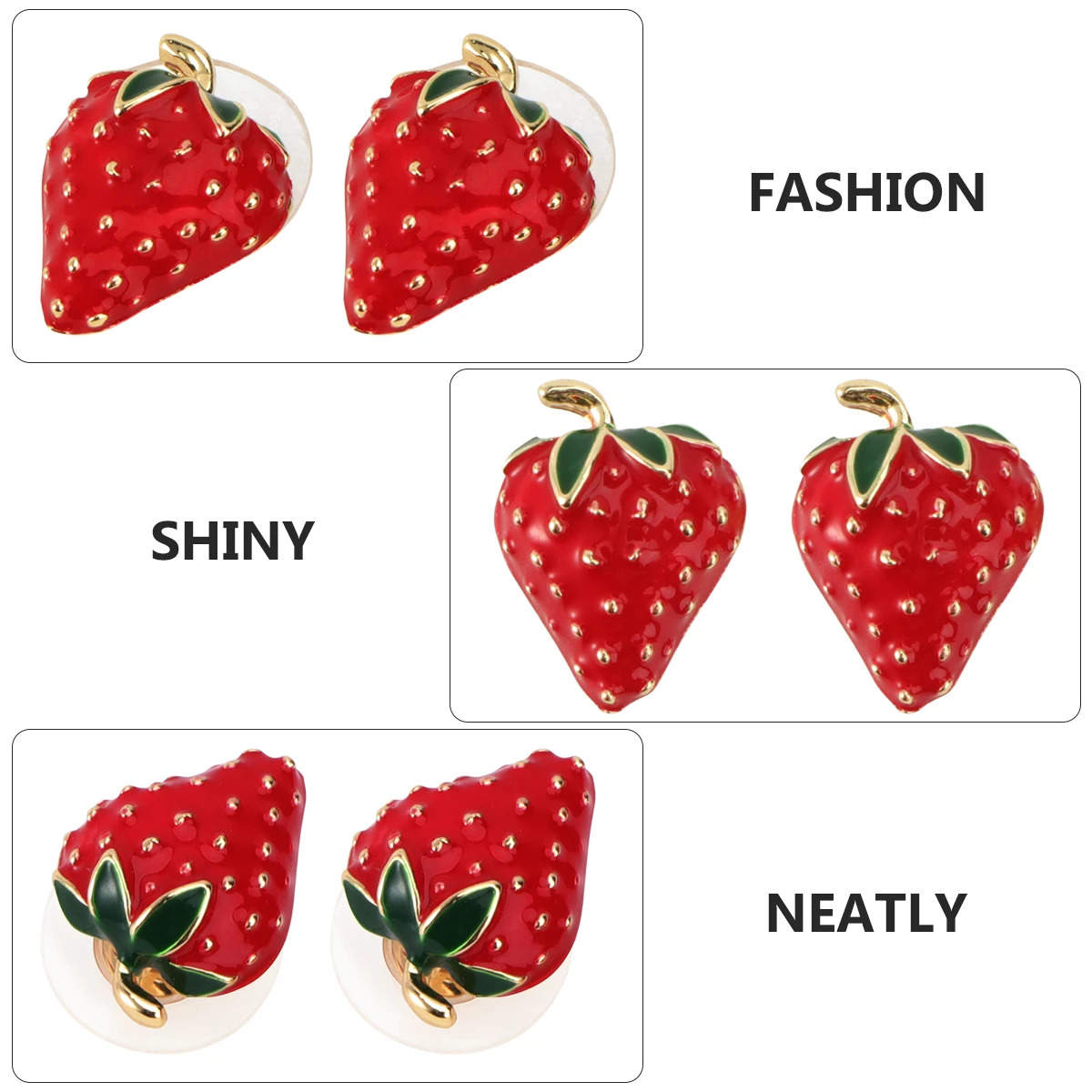 

2pcs Strawberry Stud Earrings Small Coral Zircon Silver Plated Bridal Bridesmaid Wedding Graduation Gift Promotion
