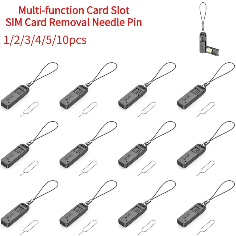 Multi-function Card Slot Storage Box Universal TF SIM Card Ejector Storage Slot Lanyard Anti-lost SIM Card Removal Needle Pin