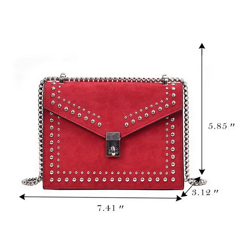 Scrub Leather Brand Designer Shoulder Simple Bags For Women  Chain Rivet Luxury Crossbody Bag Female Fashion Small Handbags