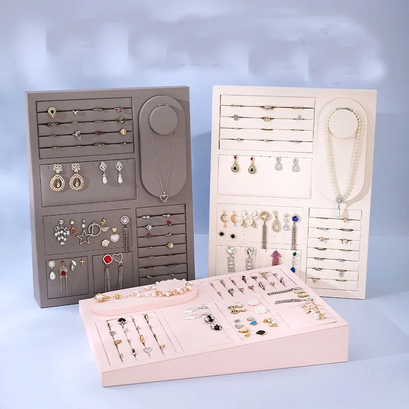 PU leather jewelry display stand ring stud earrings necklace pendants bracelet storage display box home counter display stan