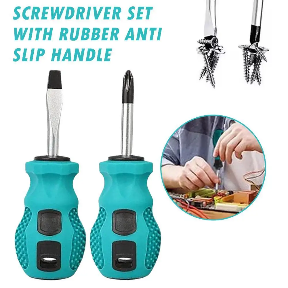 Screwdriver Set With Rubber Anti Slip Handle Short Handle Multi-function Phillips /Slotted-screwdriver Manual Tools