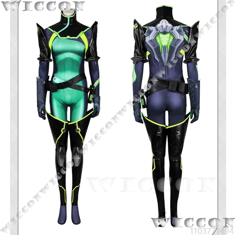 Viper Game VALORANT Cosplay Costume Green Jumpsuit Prop Wig Mask Shoes Sexy Bodysuit Women Girl Holloween Comic Con Customized