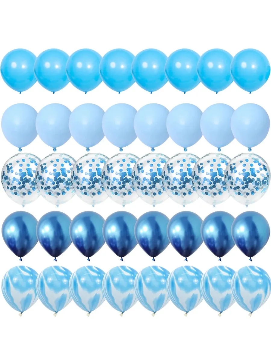 40 Stück blaue Set Luftballons Metall Latex Konfetti Ballon Hochzeit Valentinstag Globos Babyparty Geburtstag Party Dekorationen