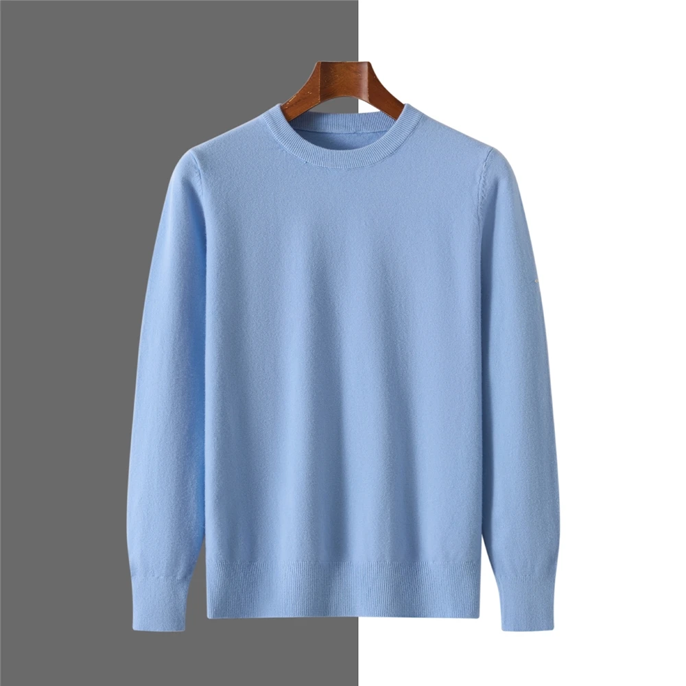 

Новый мужской вязаный свитер-пуловер 2025 года, летний, повседневный, однотонный, модный, свободного кроя, с длинным рукавом, круглым вырезом