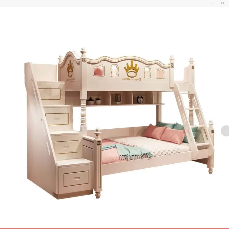 American High and Low bed Bunk beds with slide/wardrobe Solid wood bunk beds for boys and girls