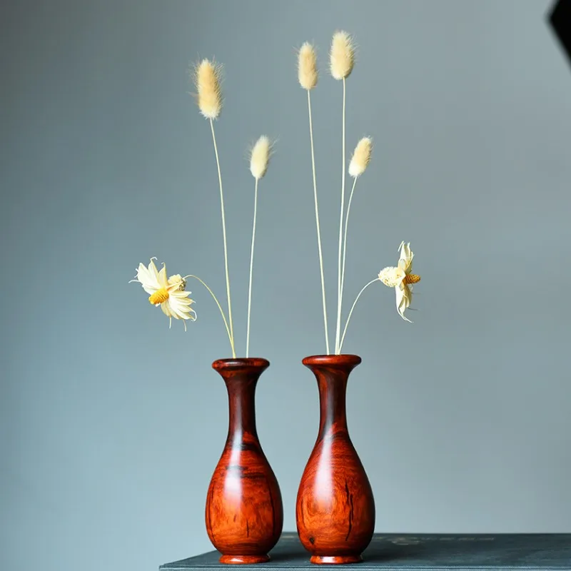 

Indian lobular red sandalwood vase creative home ornament