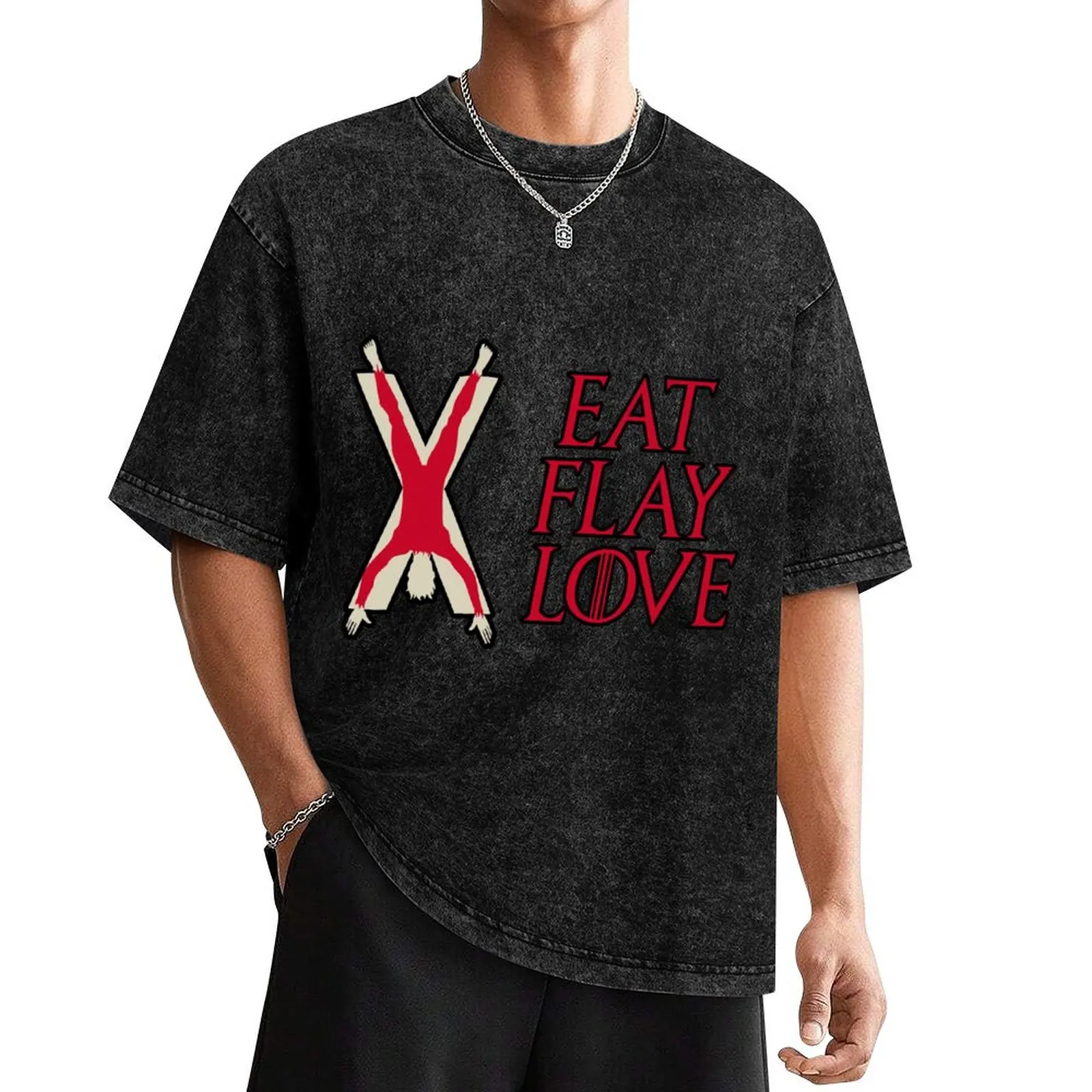 Eat, Flay, Love T-Shirt T-shirts oversize basketball graphic tees summer top t shirt men