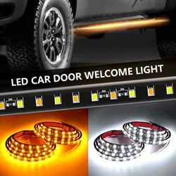 2PCS Truck Car Warning Light Strip 12V Emergency Strobe Side Step Light Strip Amber White Flashing Turn Signal Lamp 48/60 Inch