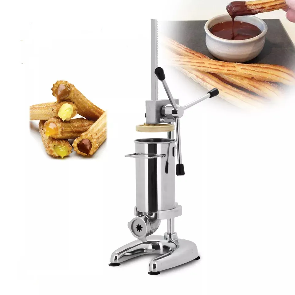 5 Kinds Of Molds Stainless Steel 2 L or 3 L Manual Mini Spanish Churros Maker hine Small Churros Filling Making Snack Equipment