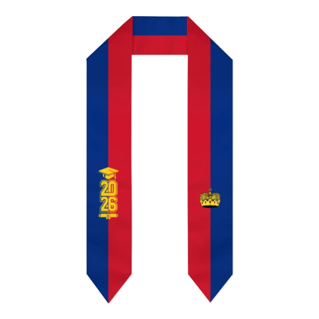 

Class of 2026 Liechtenstein Flag Scarf Graduation Sash Stole International Study Abroad Adult Unisex Party Accessory Top Print