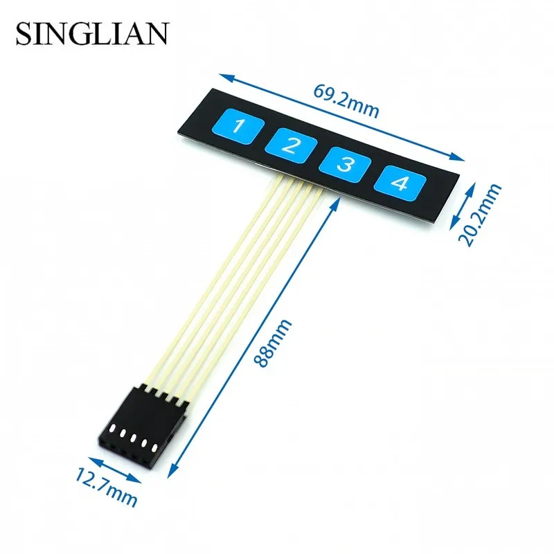 1 Row 4 Key Membrane Switch Matrix Keyboard Film Key Control Panel Single Chip Microcomputer Extended Keyboard For Arduino