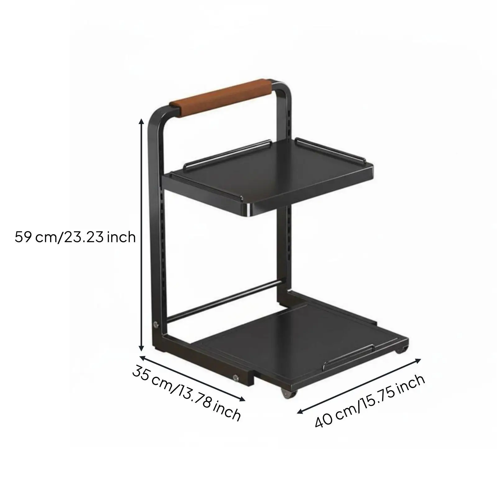 Rice Cooker Air Fryer Rack 2-Tier Pull-out Kitchen Shelf Non-Slip Feet Adjustable Appliance Storage Rack