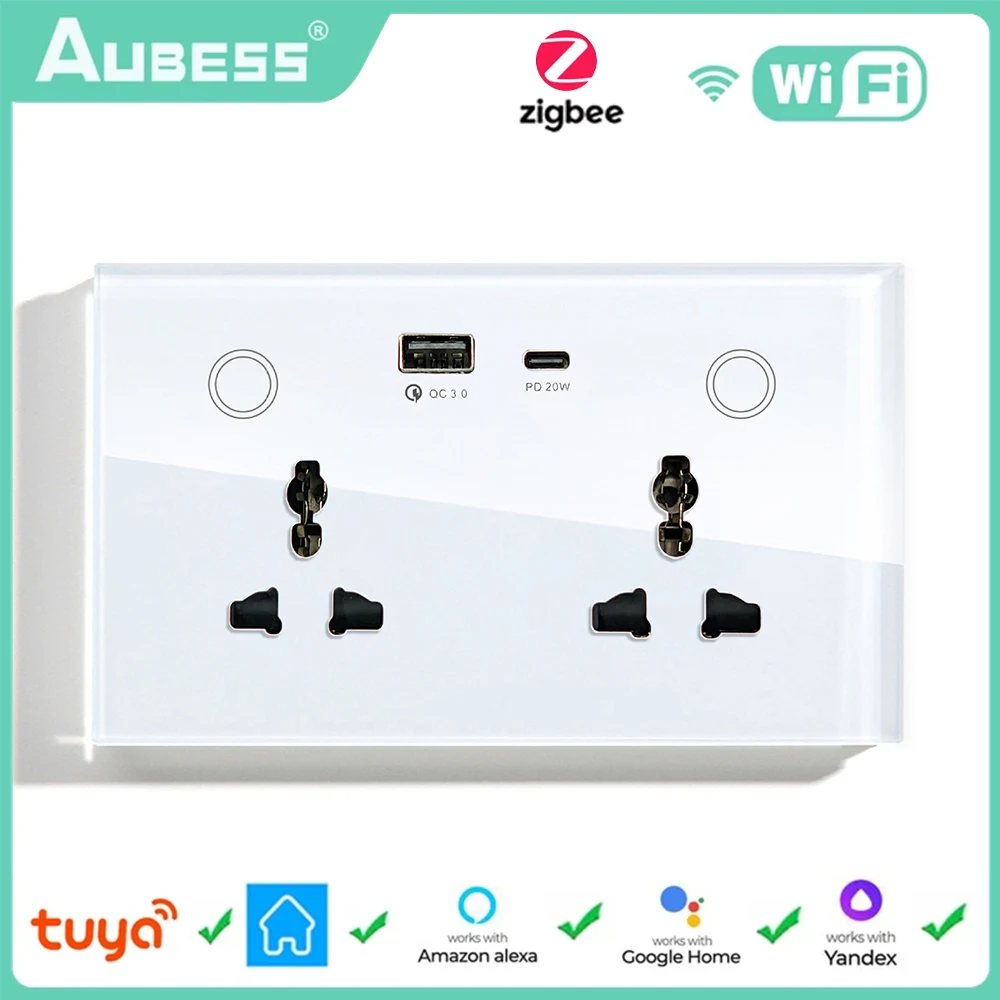 

Умная розетка Tuya Wi-Fi/zigbee, универсальная беспроводная умная USB-розетка с английской вилкой, совместима с Alexa Home