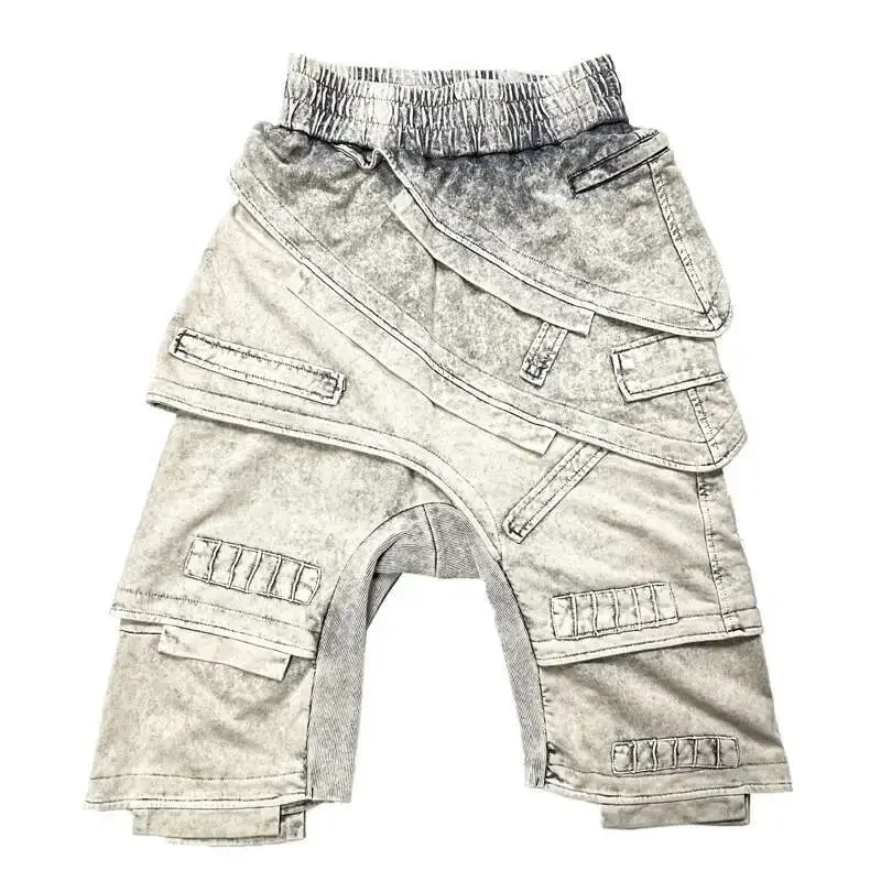 

Весна-лето, новые мужские шорты Tide Waste Land Style, нишевые рваные укороченные брюки для деконструкции, шикарные капри в стиле панк