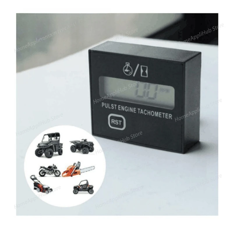 Digital Engine Tach Hour Meter Tachometer Gauge Inductive Waterproof for Chain Saw Mower 2/4 Stroke Motorcycle Marine