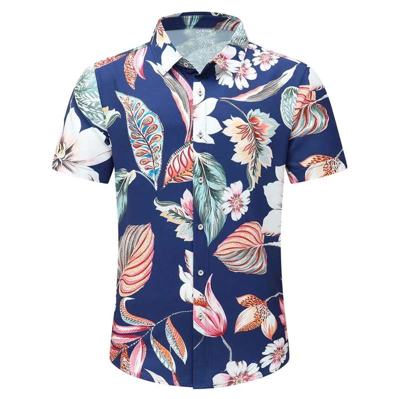 Hawaiian Shirts For Men 3d Grass Print Street Designer Short Sleeved Oversized Shirt High-Quality Men's Clothing Beach Party Top