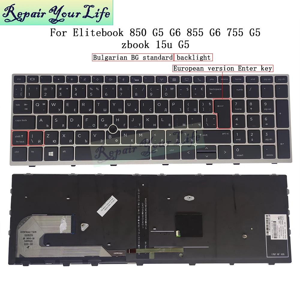 Imagem -04 - Teclado Retroiluminado Turco bg us hp Elitebook 755 g5 755 g6 850 g5 850 g6 Bul Iluminação do Teclado Inglês L11999 L12000