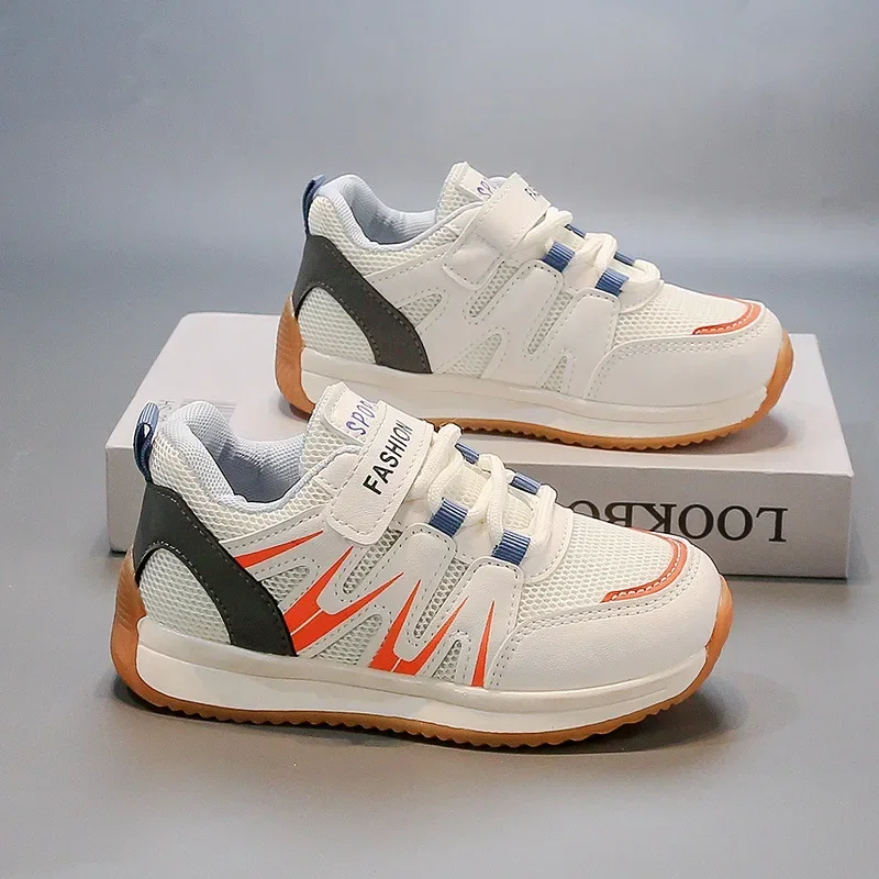 

Boys Girls Running Shoes Mesh Breathable 2025 New Fashion Kids Sneakers Soft Sole Children Casual Shoes Non-slip Hook&loop Trend