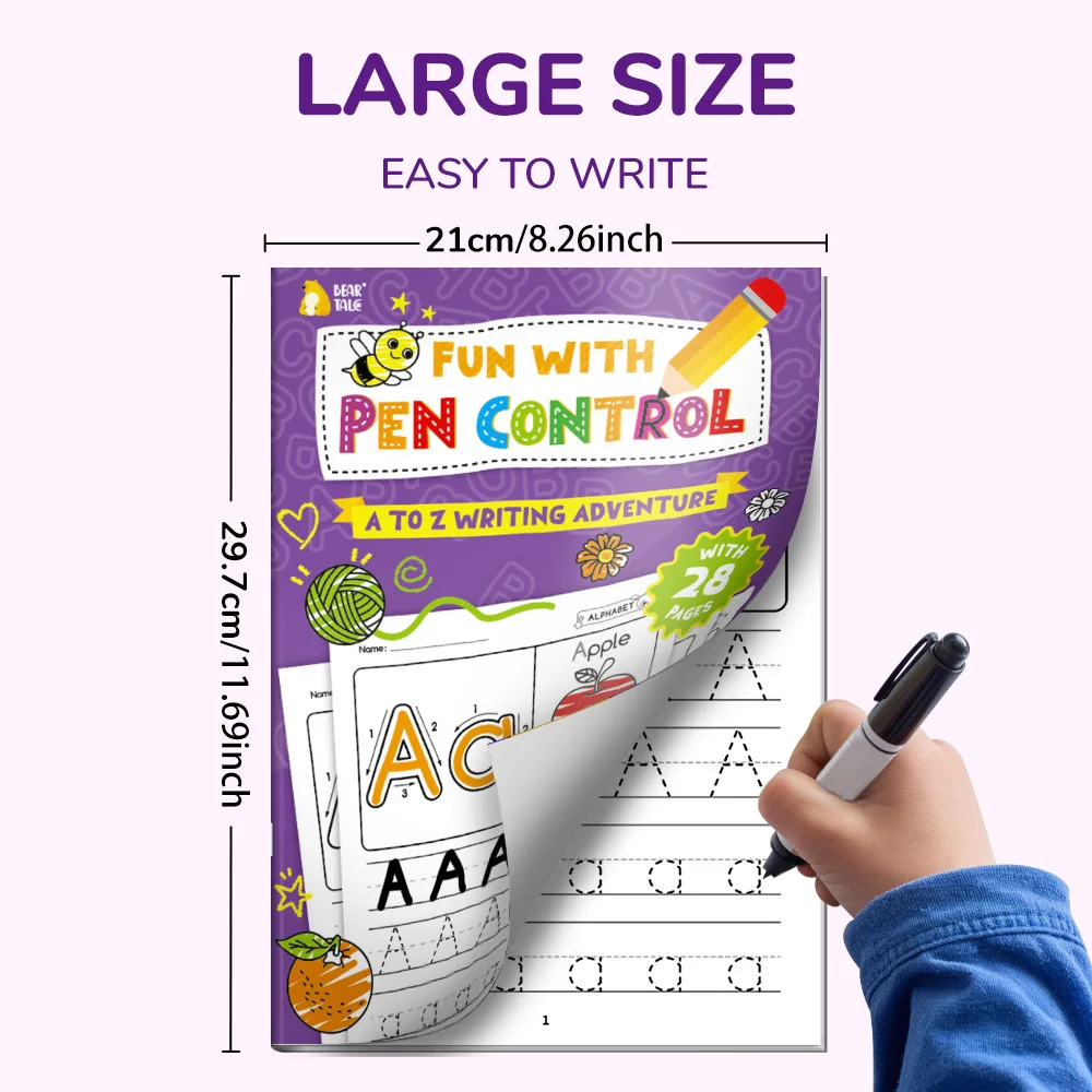 Alphabet Preschool Color Children's Preschool Writing Drawing Workbook English  Calligraphy Pen Control Training Copybook