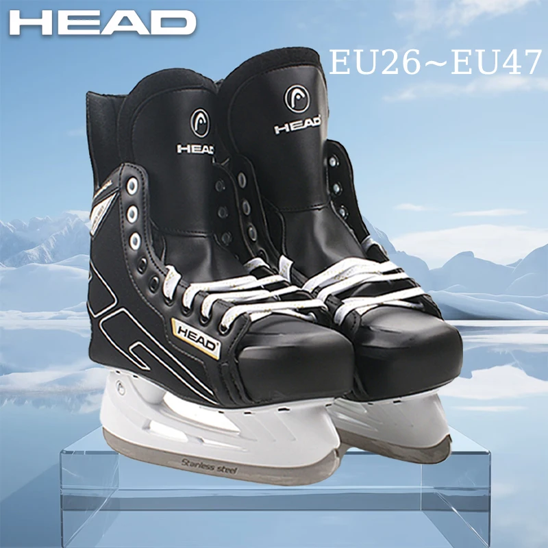 Black Leather Ice Skates Shoes Hockey Skates for Men PU Thermal Thicken Professional Hockey Skates Shoe for Adults Kids Teenager