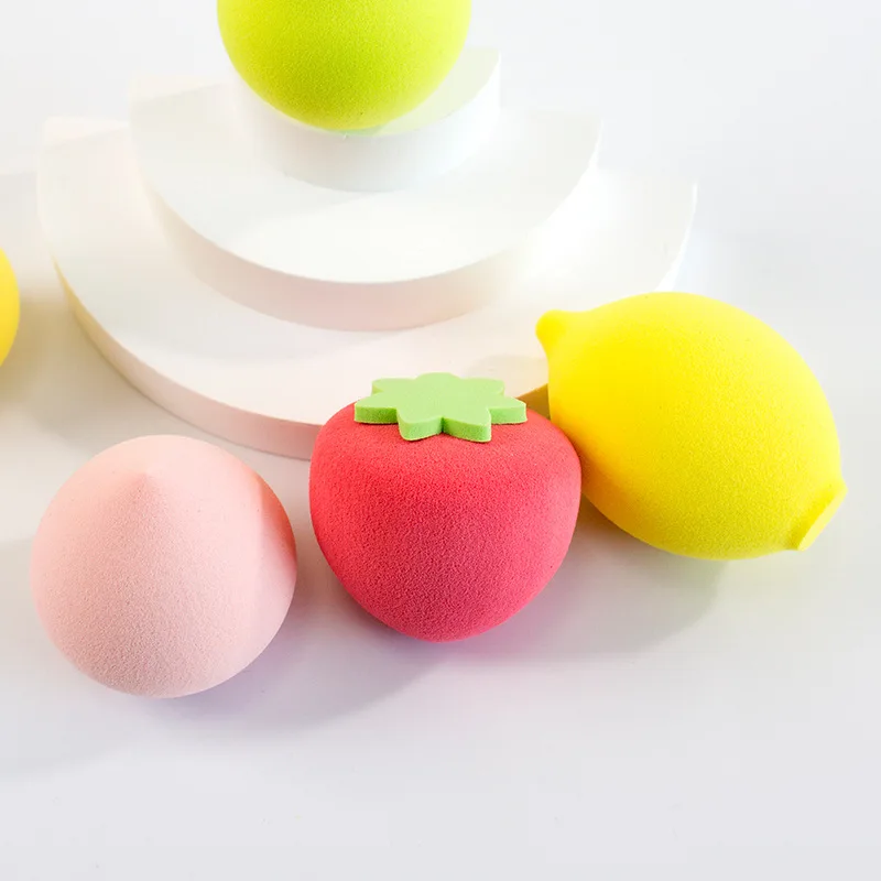 Fruit Cartoon Series Powder Puff Peach Beauty Makeup Egg Air Cushion Powder Puff Storage Box Makeup Sponge Makeup Egg Cosmetics