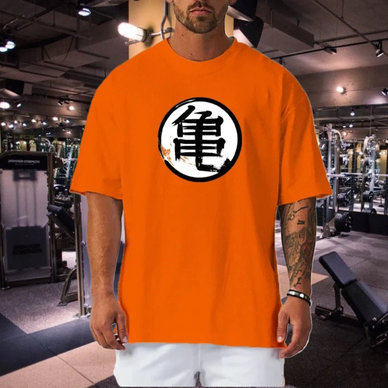 

Japanese Turtle Script Printed Oversized Quick Dry Mesh Running T-shirts Men Half Sleeve Loose T Shirts Streetwear Hip Hop Shirt