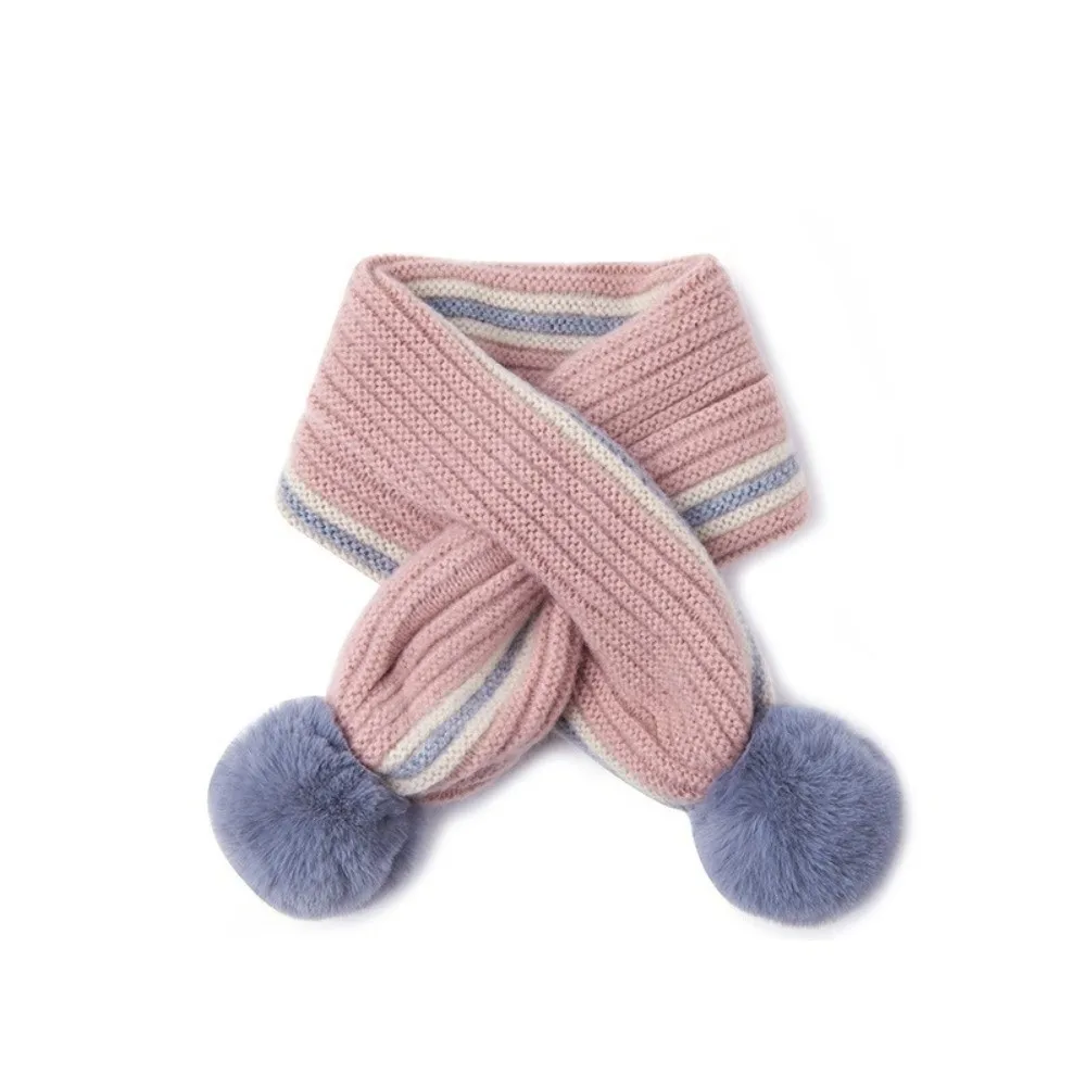 New Windproof Neck Warmer Coldproof Knitted Knitted Scarf Pompom Warm Neckerchief Outdoor Sports