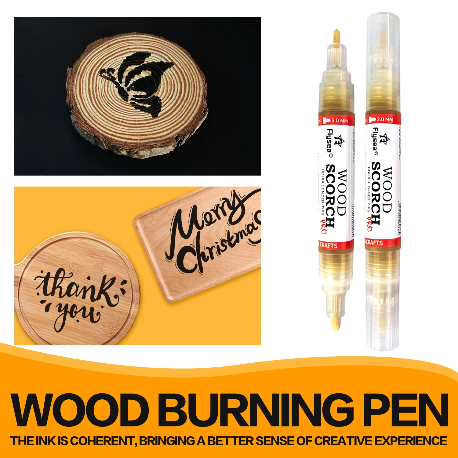 2Pcs Dual Tip Wood Burning Marker Pen，Used for Drawing Wooden Burning Marker、Making Gifts、Handicrafts，Suitable for Beginners