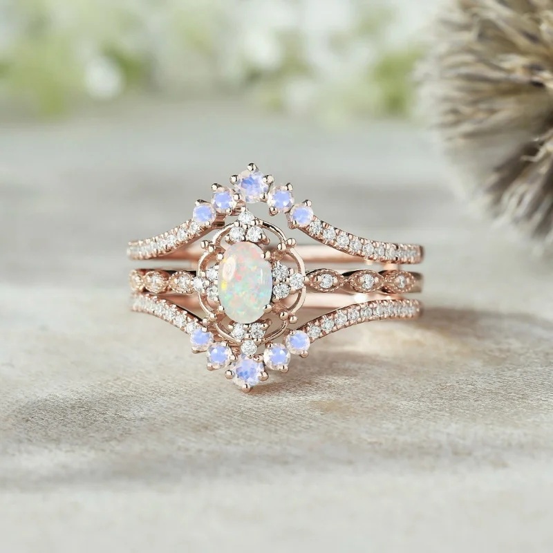 الأوروبية والأمريكية الموضة الجديدة شكل زهرة أوبال مطعمة شخصية فاخرة خاتم المرأة تنوعا #4