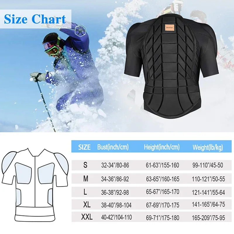 BenKen Ultralight Protective Gear Outdoor Skiing Anti-Collision Anti-Collision Armor Spine Back Protector Sports Shirts Black