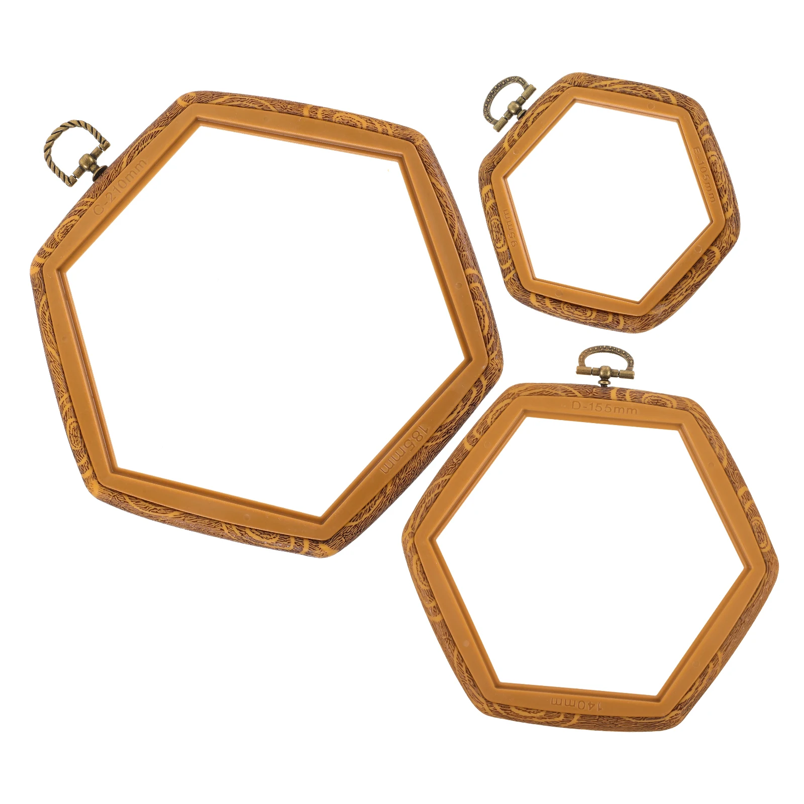 

3 Pcs Embroidery Hoop Vintage Cross Stitch Frames 18.5x21cm 15.5x14cm 9.5x10.5cm DIY Tool Display Circle Accessories