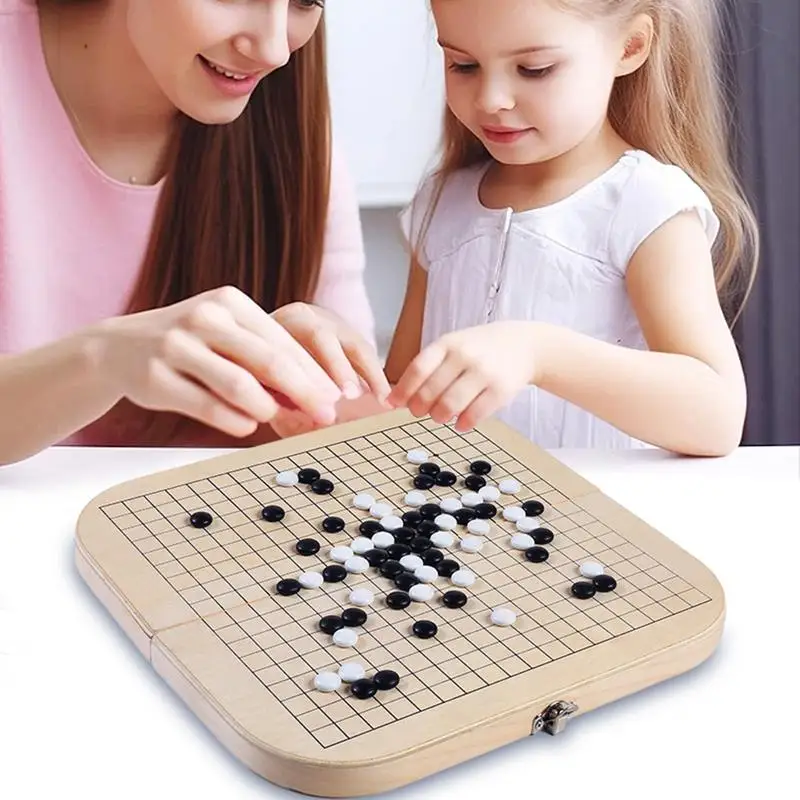 

Go Game Foldable Weiqi Black White Chessman Chess Set For Children Puzzle Chess Board Game Toys Gift