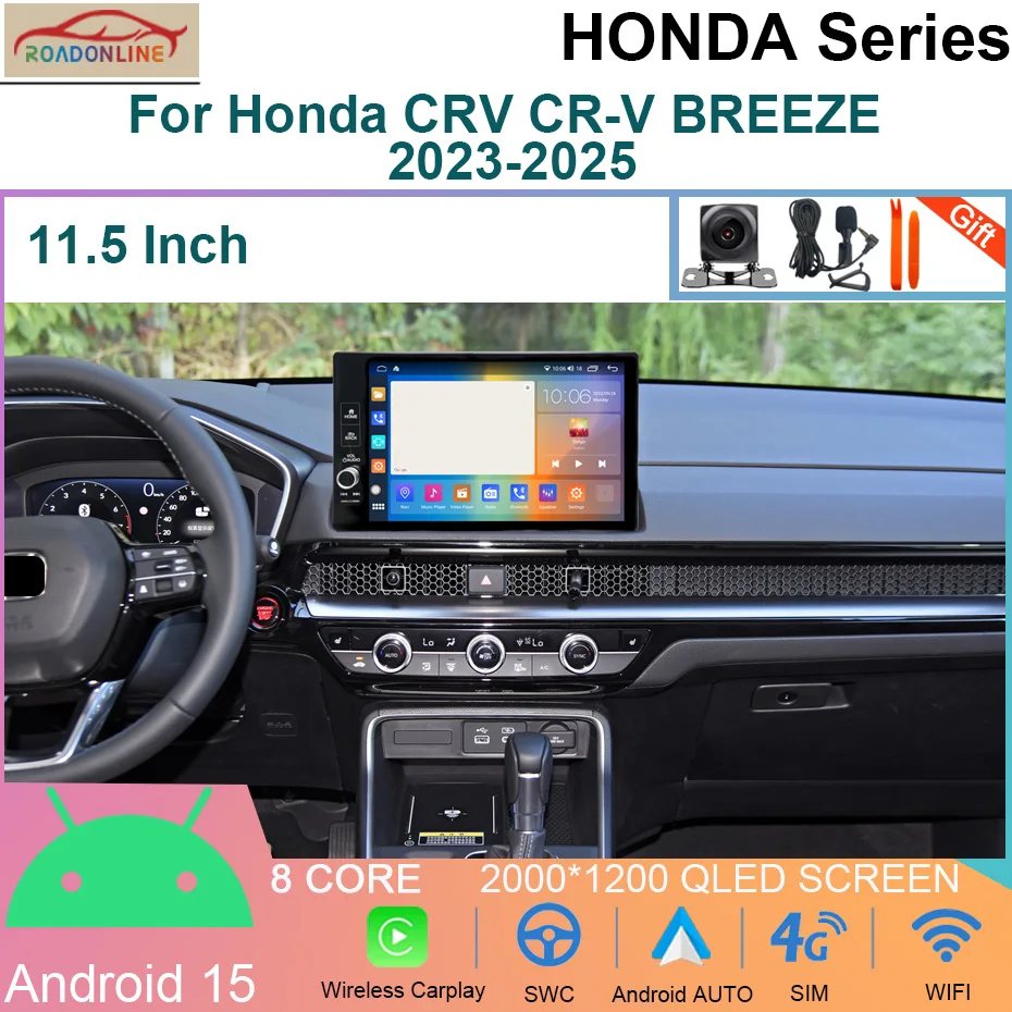 

11.5" Android 15 Dual system Car Radio For Honda CRV CR-V BREEZE 2023-2025 GPS Multimedia Video Player 4G WIFI Navigation