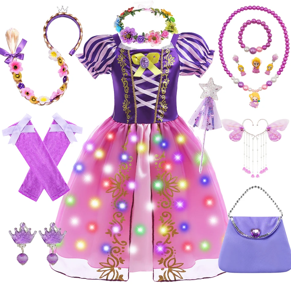 

Princess Rapunzel Fancy Dress Girls Tangled Cosplay Costumes Kids Luxury Vestido Carnival Party Birthday Halloween Ceen Clothing