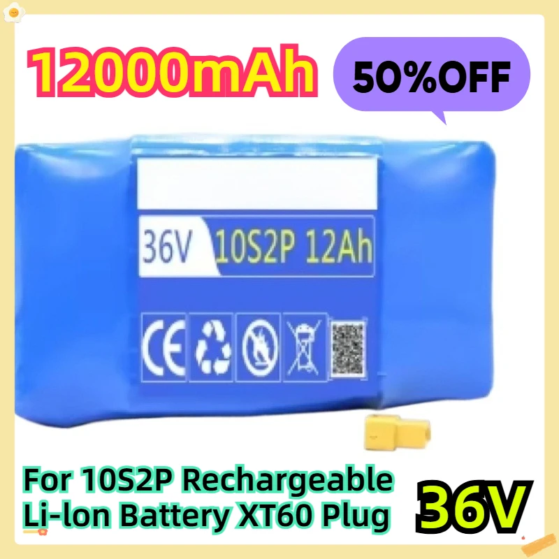 

36V 12000mAh For 10S2P Rechargeable Li-lon Battery XT60 Plug