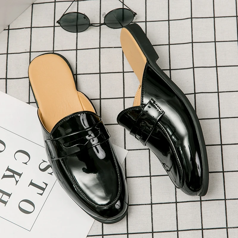

2026 Italian Men Slippers Genuine Leather Loafers Moccasins Outdoor Non-slip Men Casual Shoes Summer Spring Fashion Men Shoes