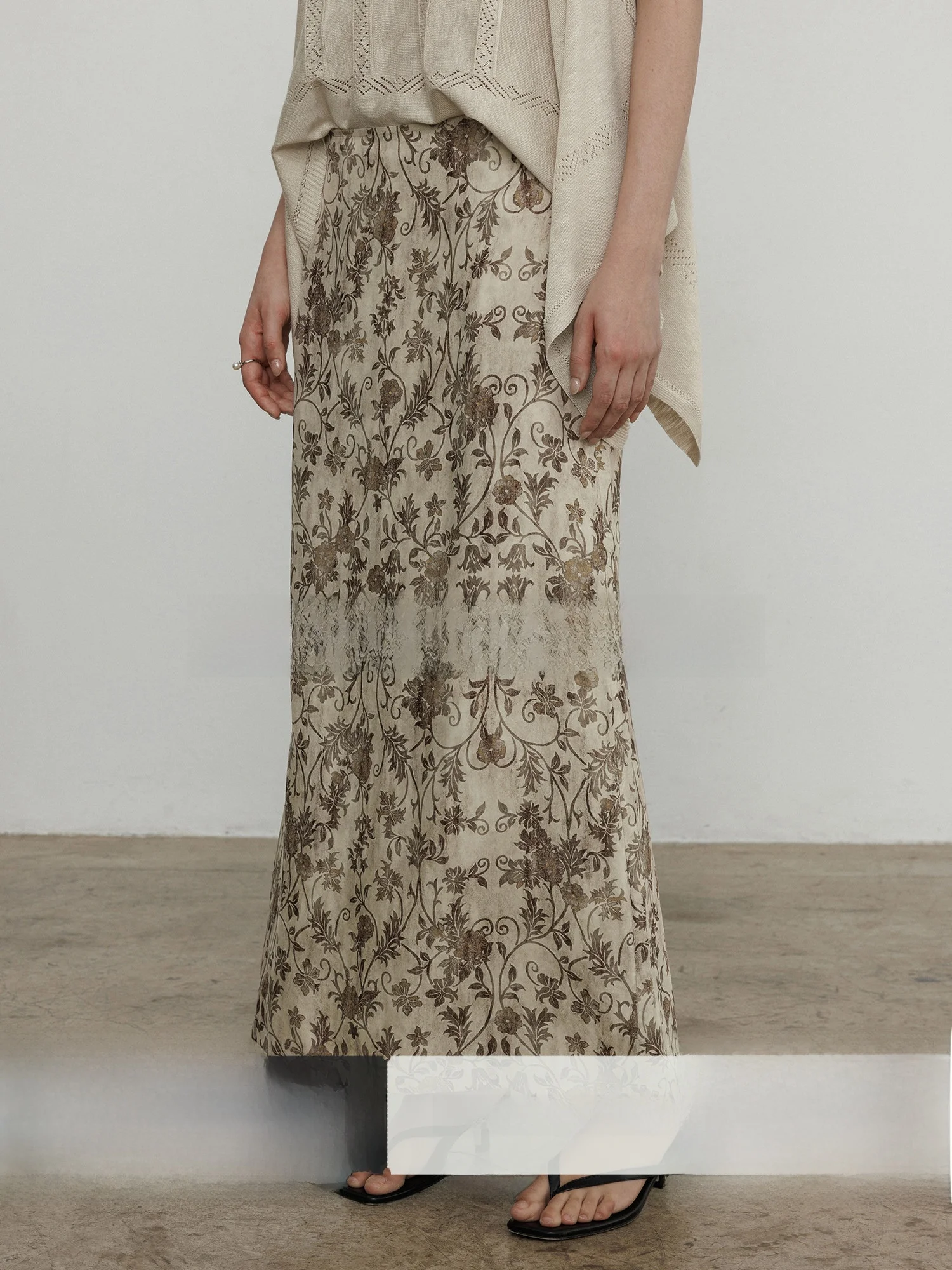 

Casual Chic Vacation Style Half Skirt for Women Summer Copper Ammonia Silk Romantic Print Long Skirt Ladies mid Waist Knitted...