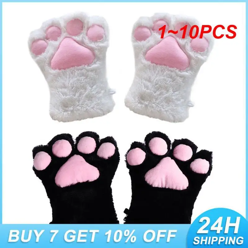 

1~10PCS New Kawaii Warm Warm Winter Gloves Halloween Trending Fingerless Cat Women's Cat Gloves Winter Hot Item Plush Soft