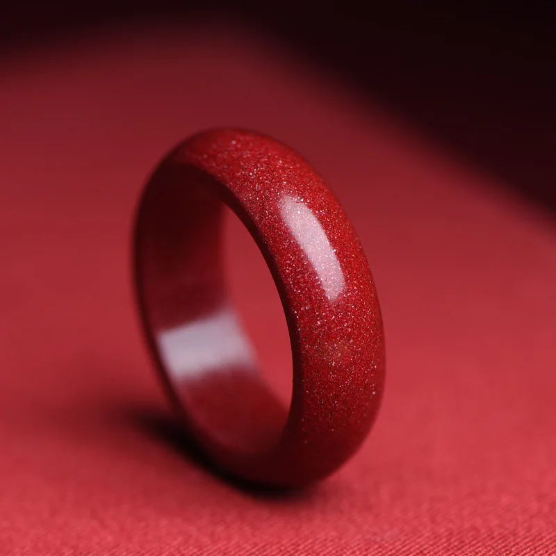 Natural 100% Real Red Cinnabar Jade Rings Hollow Out Cloud Pattern Jewelry Band Ring Jade Stones for Men Jewellery Mens Rings