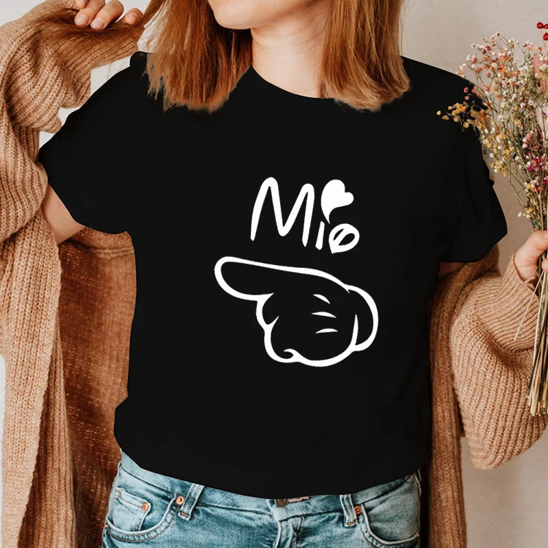 2024 Couple Matching T-Shirt Mia Mio Finger Print T Shirt Women Men Funny Casual Summer Streetwear Lovers Couple Tshirt Clothing