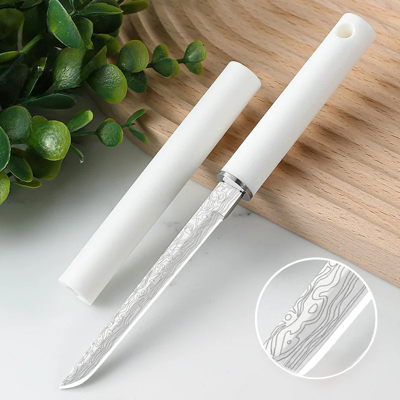 M390 Fruit Knife, God Pen Straight Knife, Sharp High Hardness Portable Damascus Steel Pattern Knife