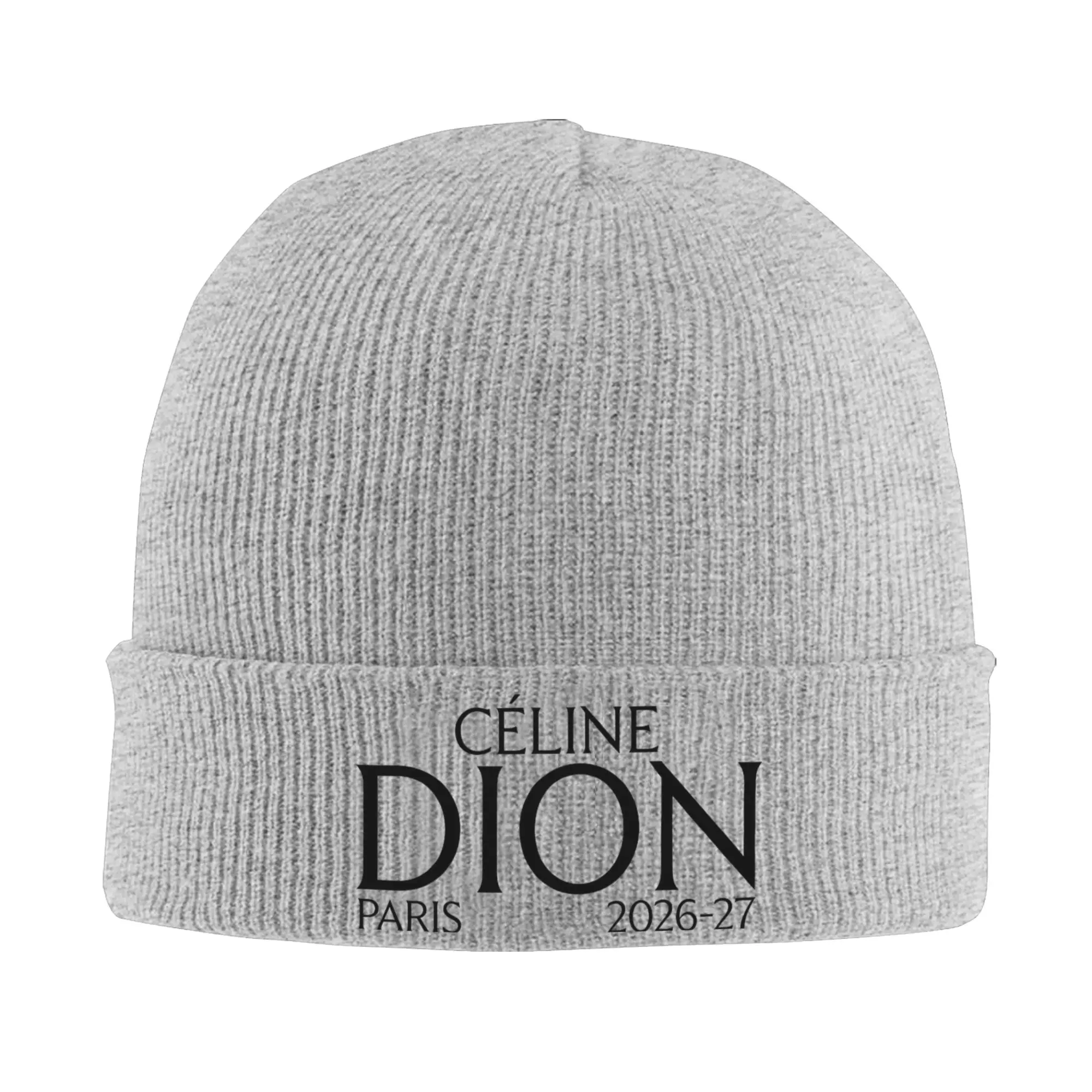 Celines Dions Paris 2026 Tour Merch Warm Winter Cuff Beanie For Unisex Knitted Caps  Bonnet Knit Hat