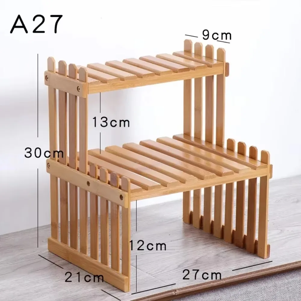 Indoor Plants Holder Wood Shelf 2 Tier Plant Shelf Pot Organizer Bookshelf Balcony Plant Flower Rack Storage Flower Pot Shelves