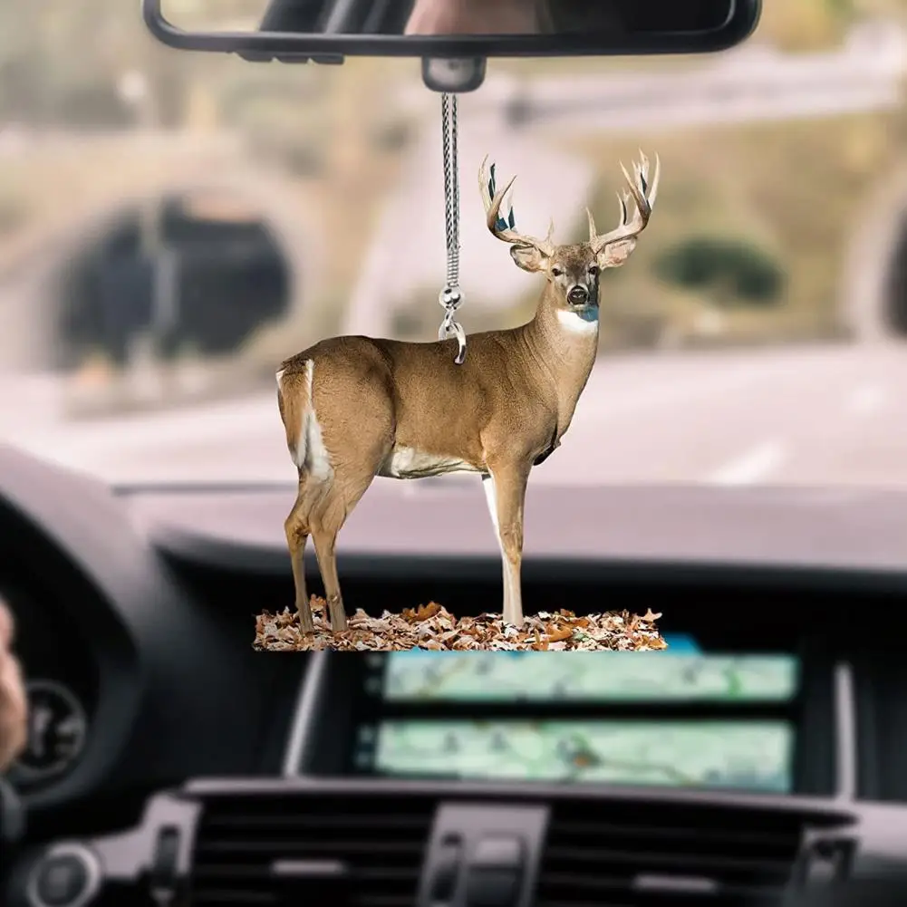 Deer Christmas Ornament Mallard Duck Pendant Deer Hanging Ornament Set for Xmas Tree Car Rear View Mirror Decor 2d for Backpack