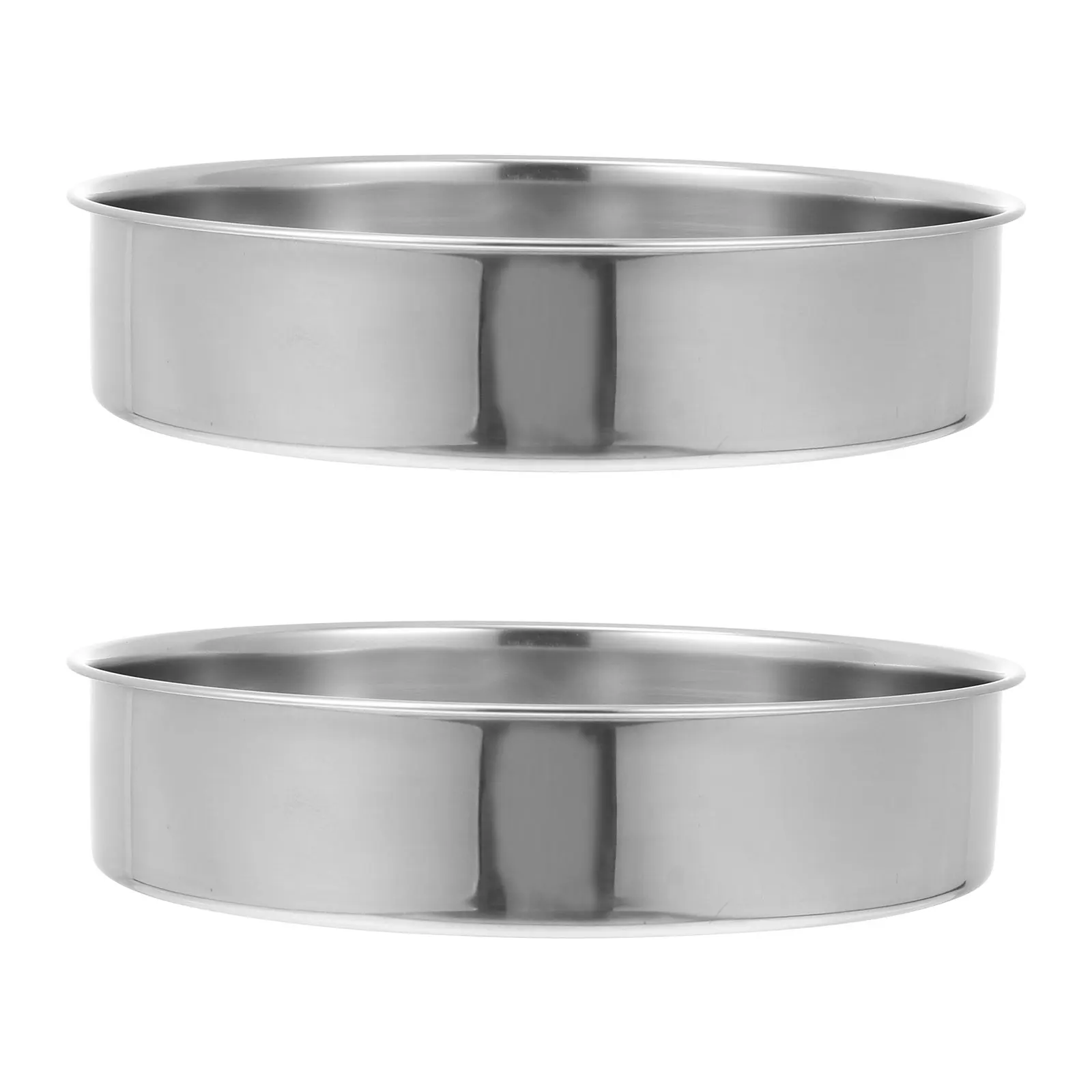 

2 pcs Cold Skin Plates Stainless Steel Round Dishes For Cold Noodles Steamed Rice Cakes Kitchen Serving Trays Multi-Functional