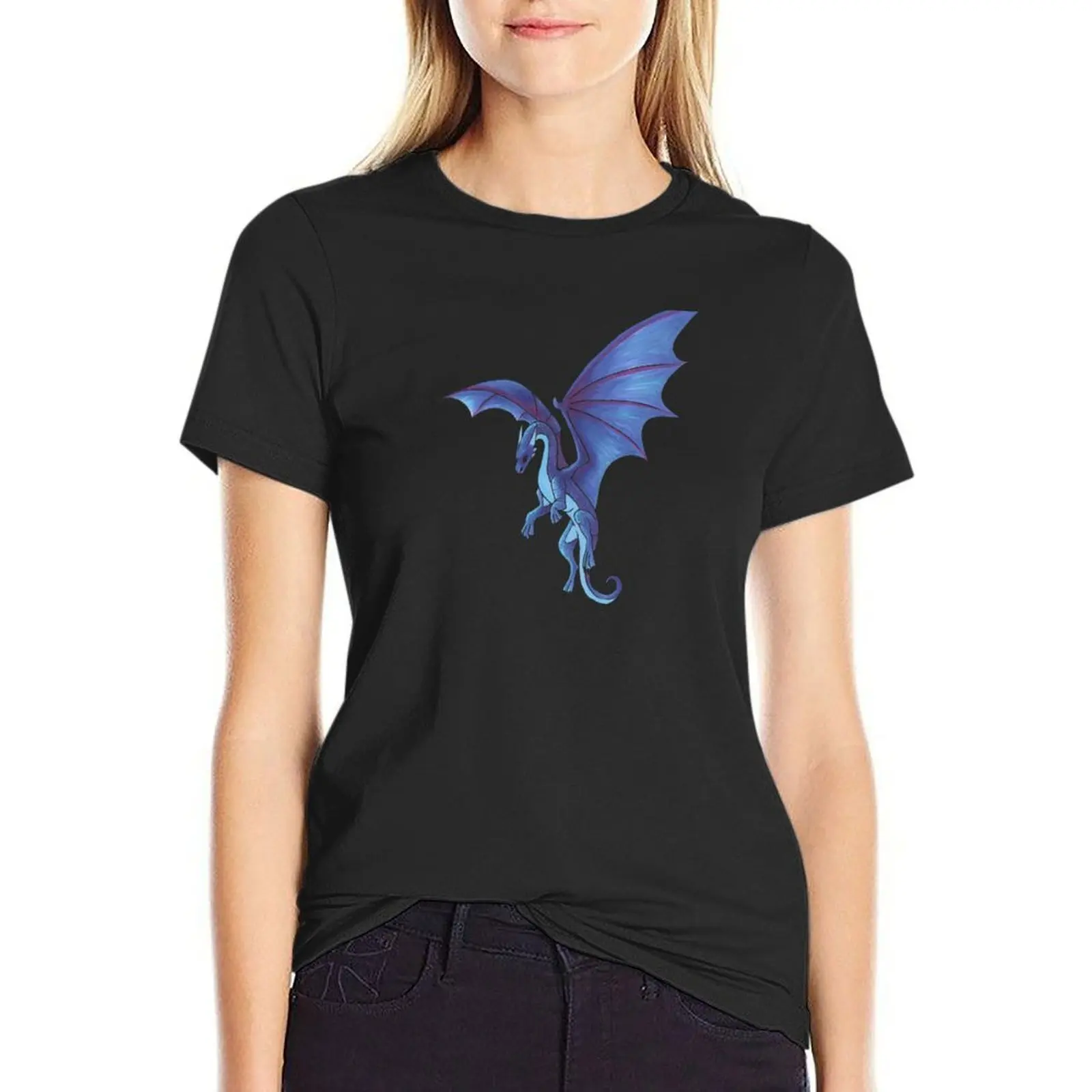 

Flying Blue Dragon T-Shirt summer clothes Aesthetic clothing Blouse anime clothes white t-shirt dress for Women sexy