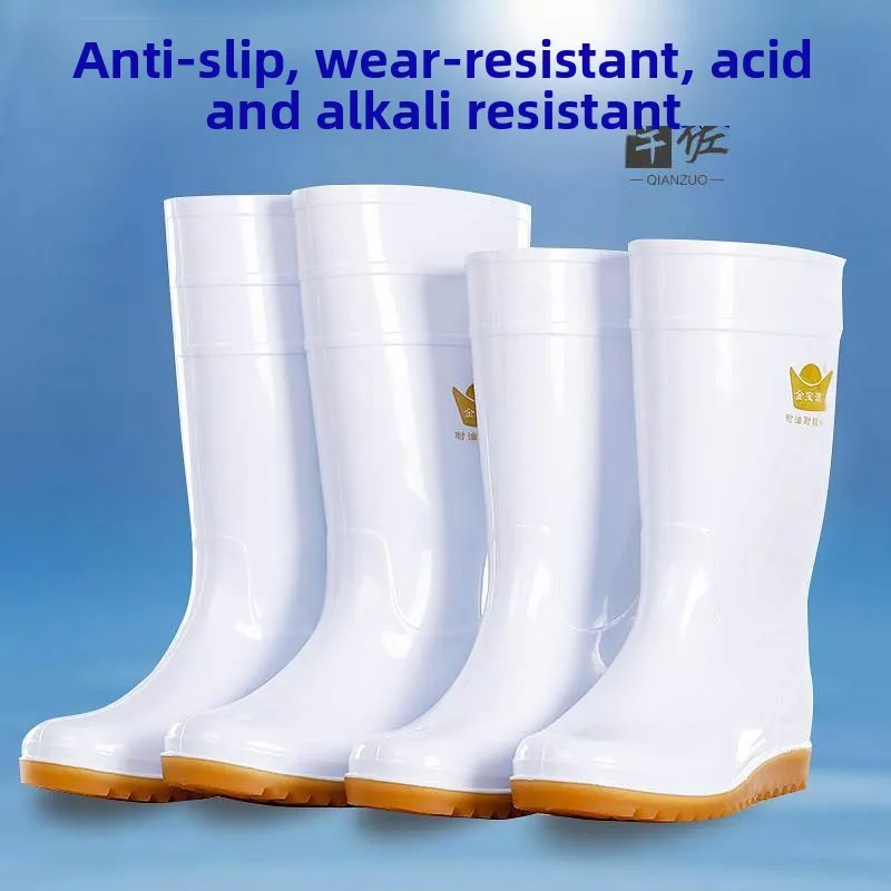 

Водонепроницаемые высокие сапоги с плоской подошвой из бычьего сухожилия, износостойкие, кислото- и щелочестойкие, нескользящие, пищевого класса