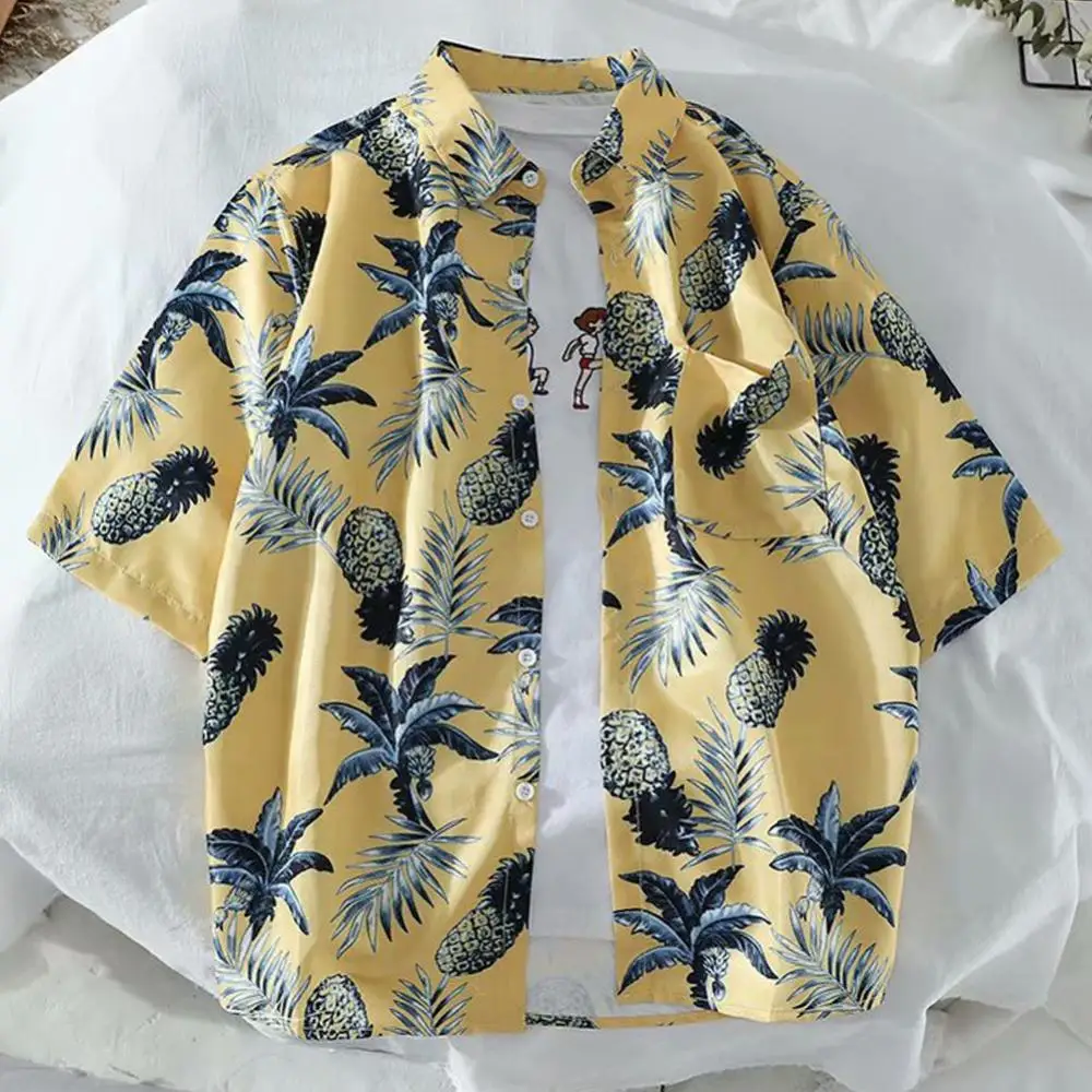 

Beach Shirt Thin Short Sleeve Printed Shirt Floral Print Turn Down Collar Half Sleeve Men's Summer shirt Hawaiian Flower Shirt