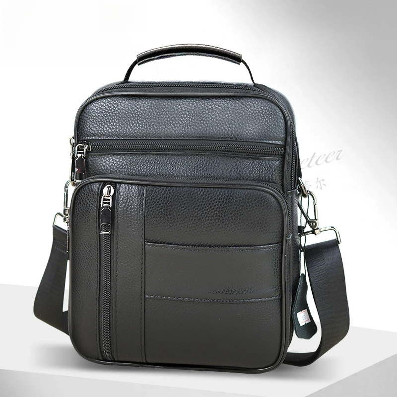 

New Men's Cow Leather Crossbody Bag Man Shoulder Casual Small Simple Top-Handle Bag For Men Male