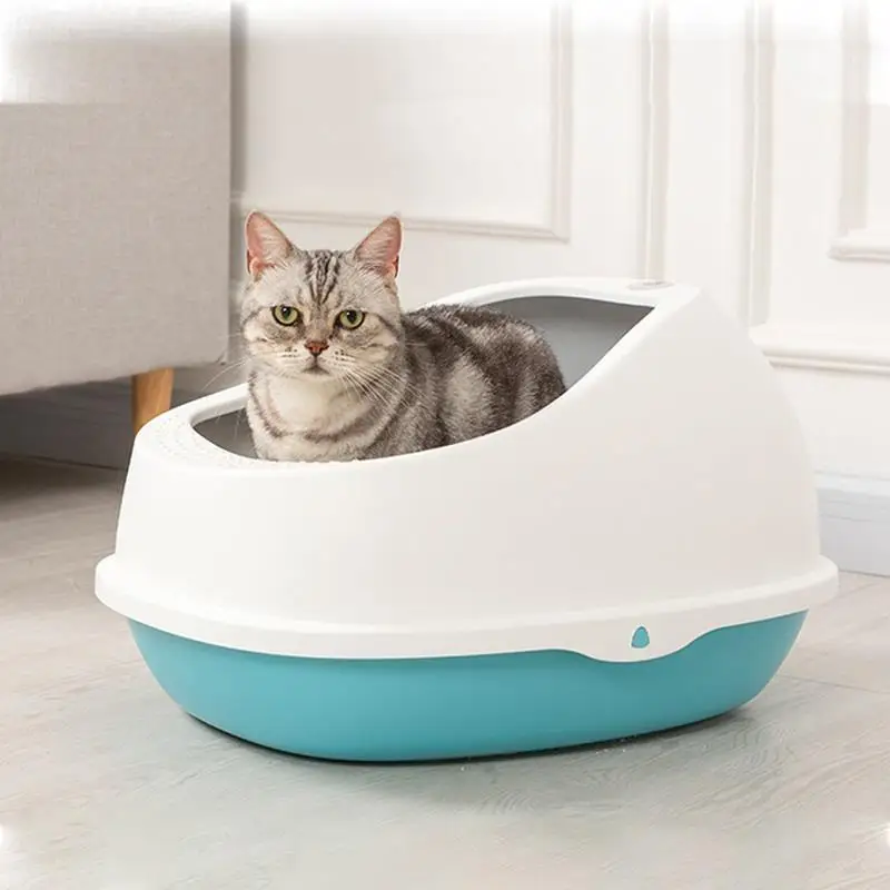 Large Thickened Semi-closed Cat Litter Box Wholesale Cat Toilet Cat Litter Box Cat Supplies Semi-closed Cat Litter Box